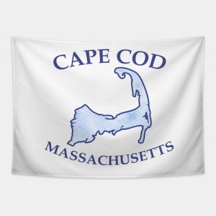 Preppy Vintage Blue Cape Cod Massachusetts Map Tapestry