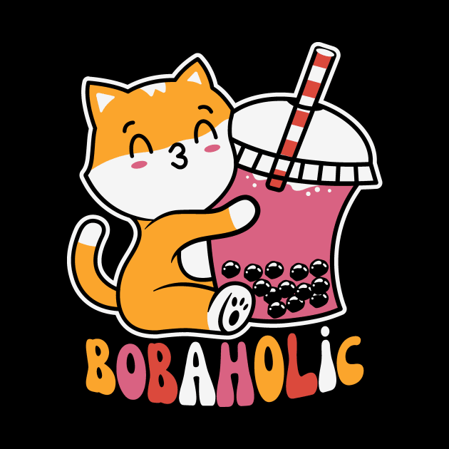 Bobaholic Boba Milk Tea Cat by Teewyld