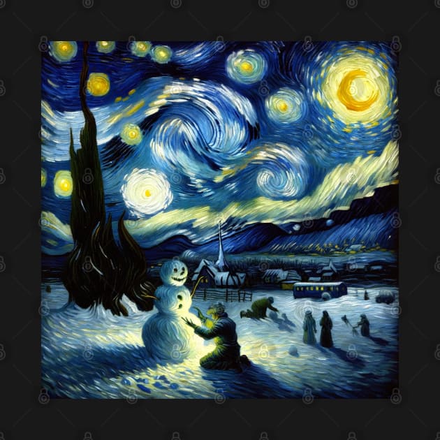 Build a Snowman Starry Night - Post Impressionism by Edd Paint Something