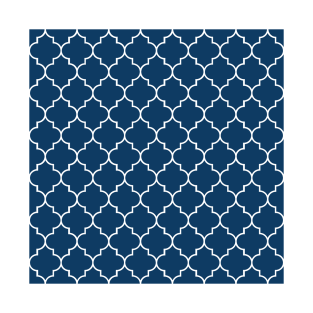 Navy Blue Latticework, Quatrefoil, Trellis T-Shirt