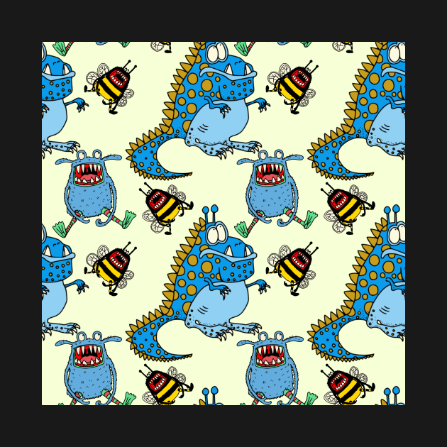 Monsters! Cute, funny monster pattern, great fun for kids. by krisevansart