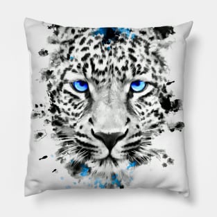 Leopard with blue eyes Pillow