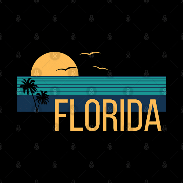 Florida Beach Retro Siesta Key State Summer Keys Vintage Miami Orlando FL Sun by Shirtsurf