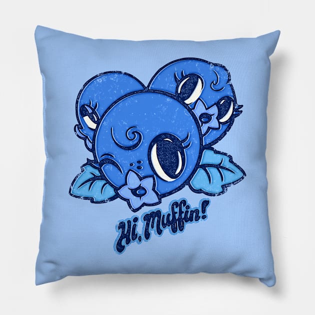 Hi, Muffin! Blueberries Pillow by Marianne Martin