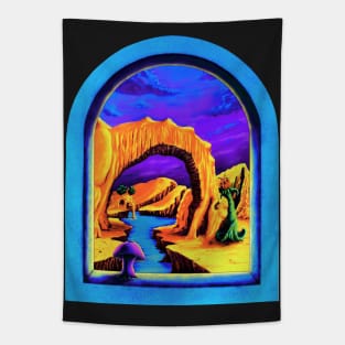 Trippy Psychedelic Hippie Stoner Fantasy Dinosaur Mushroom Surrealism Tapestry