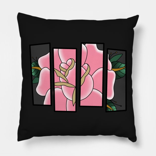 Black Flag Rose - traditional tattoo flash Pillow by ladyjrae