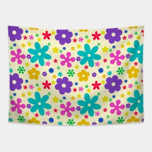 Multicolored Stars and Shapes with Cream Background Tapestry