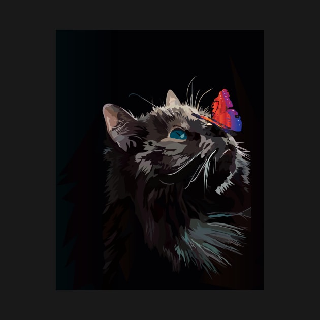 Cat and Butterfly Vektor Design by Rumah Animaton