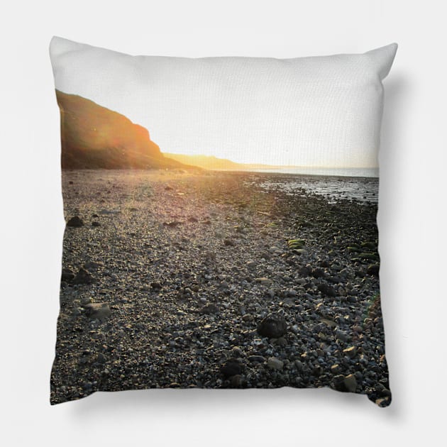 Beach Walk Ends at Sunset Pillow by Natural Distractions