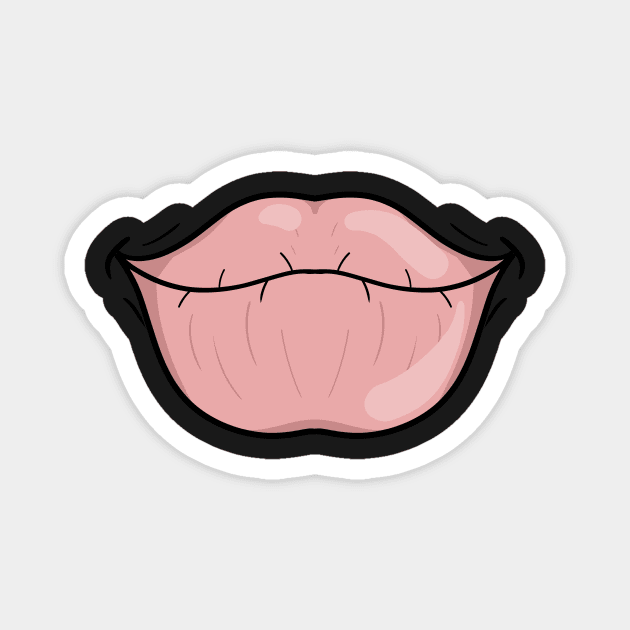 Big Grotesque Lips - Face Mask Magnet by PorinArt