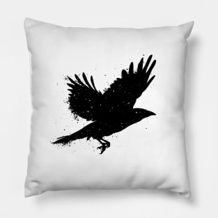 Grunge raven Pillow