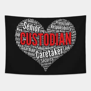 Custodian Heart Shape Word Cloud Design graphic Tapestry