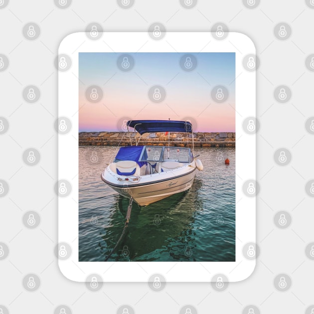 Summer Sunset Boat Sea Water Seaport Sailing Magnet by eleonoraingrid