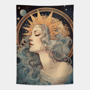 Art Nouveau Moon Lady Tapestry