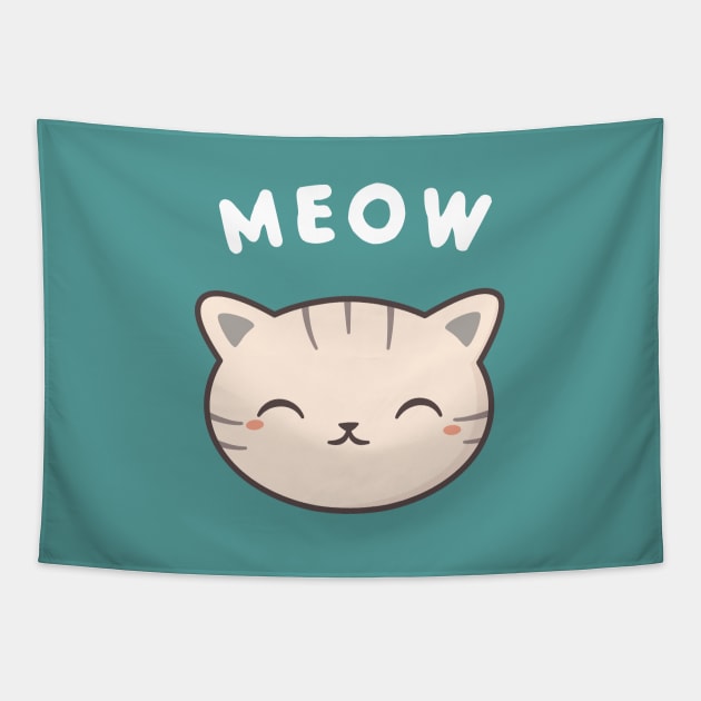 Happy Kawaii Cute Meow Cat Tapestry by happinessinatee