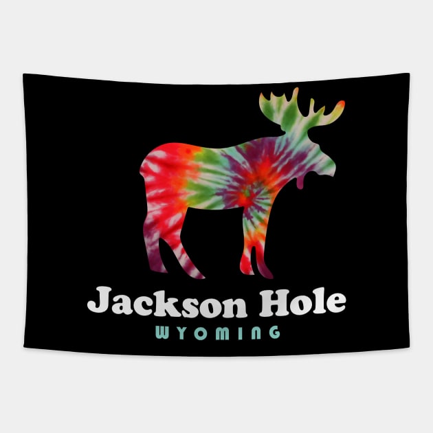 Jackson Hole Wyoming Moose Tie Dye Grand Tetons. Tapestry by PodDesignShop