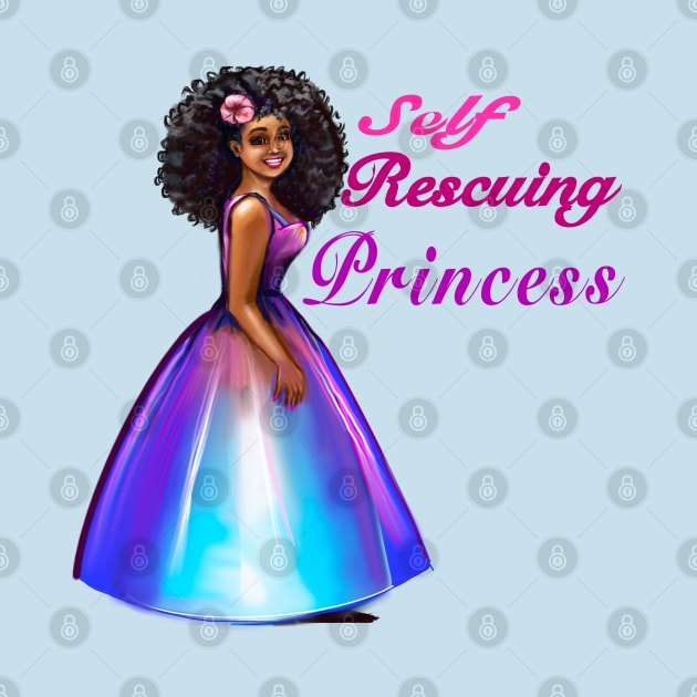 Self rescuing afro princess ! beautiful  black girls with Afro hair, brown skin. The best Gifts for black women 2022 by Artonmytee