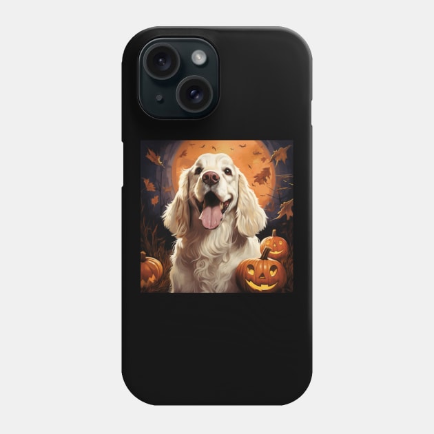 Happy Clumber Spaniel Halloween Phone Case by NatashaCuteShop