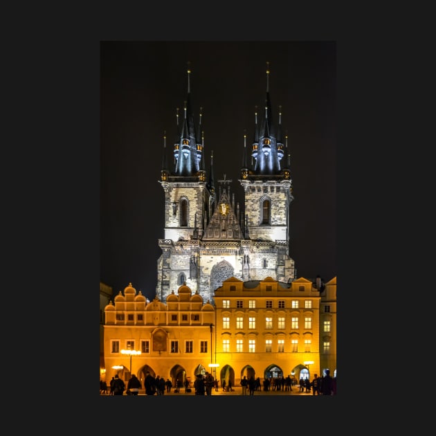 Tyn Church at night illumination by lena-maximova