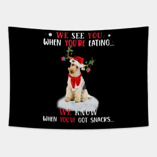 Santa Wire Fox Terrier Christmas Light Pajama Dog Xmas Tapestry
