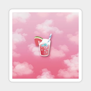 Watermelon Juice with a beautiful pink cloud background Magnet