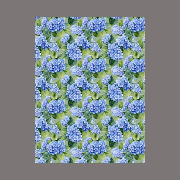 Hydrangea allover green by Remotextiles