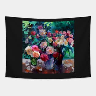 Flowers on The Garden Table Tapestry