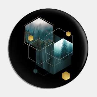 Forest cube gold Pin