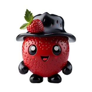 Cute Kawaii Strawberry with Black Hat T-Shirt