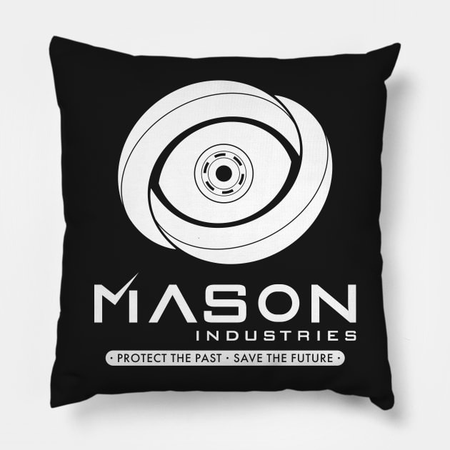 Timeless - Mason Industries Protect The Past Save The Future Pillow by BadCatDesigns