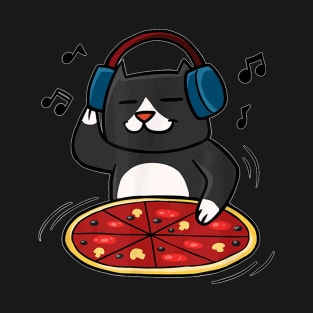 Cute Cat  , Funny Pizza Kitty, DJ Cat By Zany Brainy T-Shirt