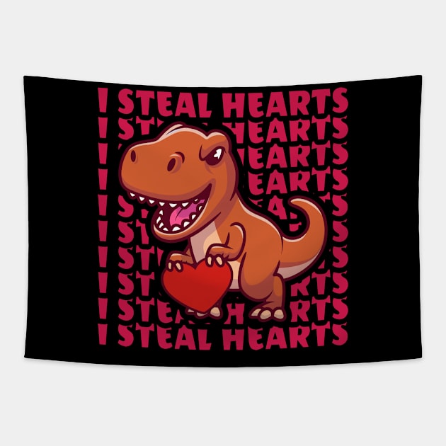 valentines day dinosaur - I steal hearts Tapestry by Emroonboy