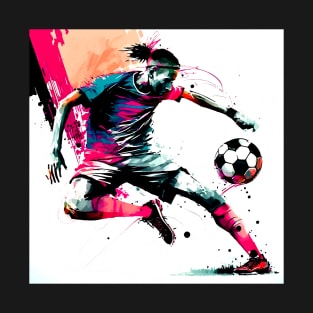 Soccer Player Graffiti Art Splash Paint T-Shirt