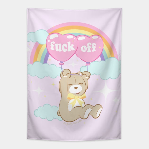 F*ck Off Teddy Bear Tapestry by awfullyadorable