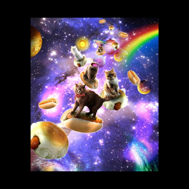 Space Cats Riding Hot Dogs by Random Galaxy