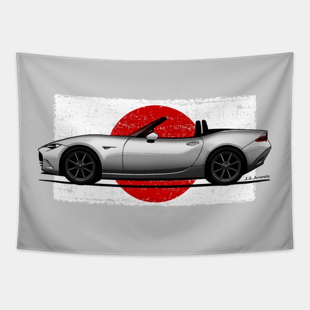 The amazingly cool japanese roadster with japanese flag background Tapestry by jaagdesign