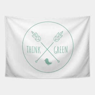 Think green, eco print design Tapestry