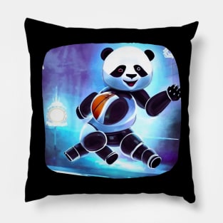 Robotic Panda Play Basketball Pillow