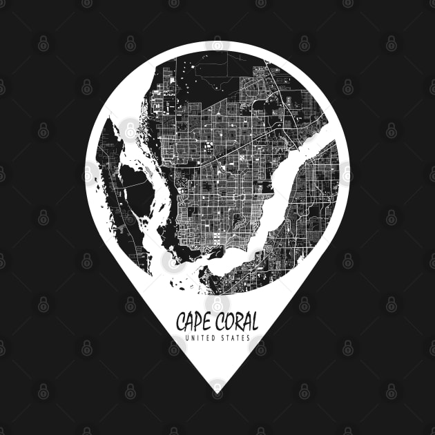 Cape Coral, USA City Map - Travel Pin by deMAP Studio