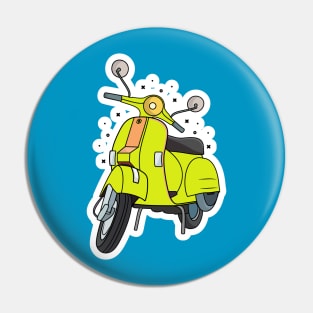 Sports Scooter Sticker design vector illustration. Sport recreation icon design concept. Classic motor scooter sticker design logo icon. Pin