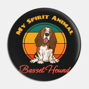 Basset Hound My Spirit Animal Dog puppy Lover Cute Sunser Retro Funny Pin