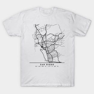 deificusArt San Diego California Skyline Map Art T-Shirt