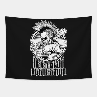 Baseball Skull Player Tapestry