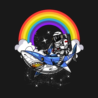 Space Astronaut Riding Shark T-Shirt