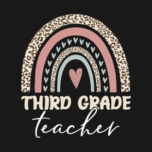 Third Grade Teacher Leopard Boho T-Shirt