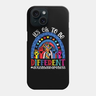 It's Ok To Be Different Autism Awareness Leopard Rainbow Shirt Phone Case