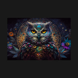 Striking Owl Illustration - Digital Artwork, Fine Art Print, Home Decor T-Shirt