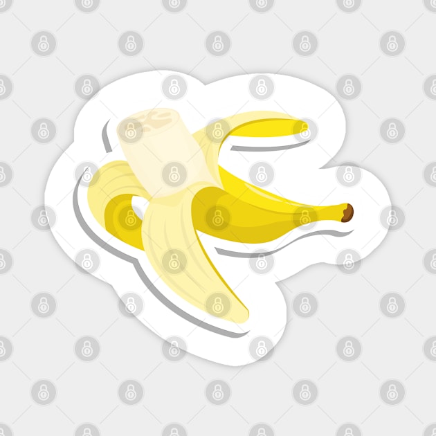 Peeled yellow banana Magnet by RNko