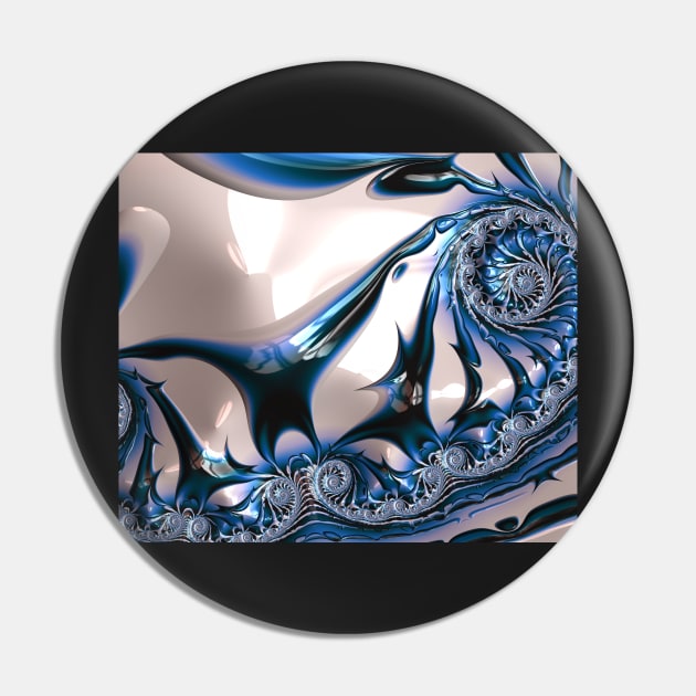 Blue Golden Fractal Pin by CreaKat