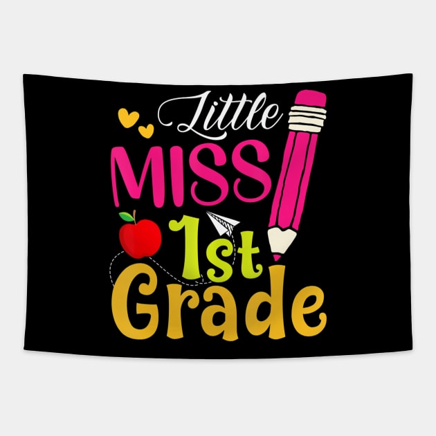 Little Miss 1st Grade Cute Back To School Hello First Grade Tapestry by mccloysitarh